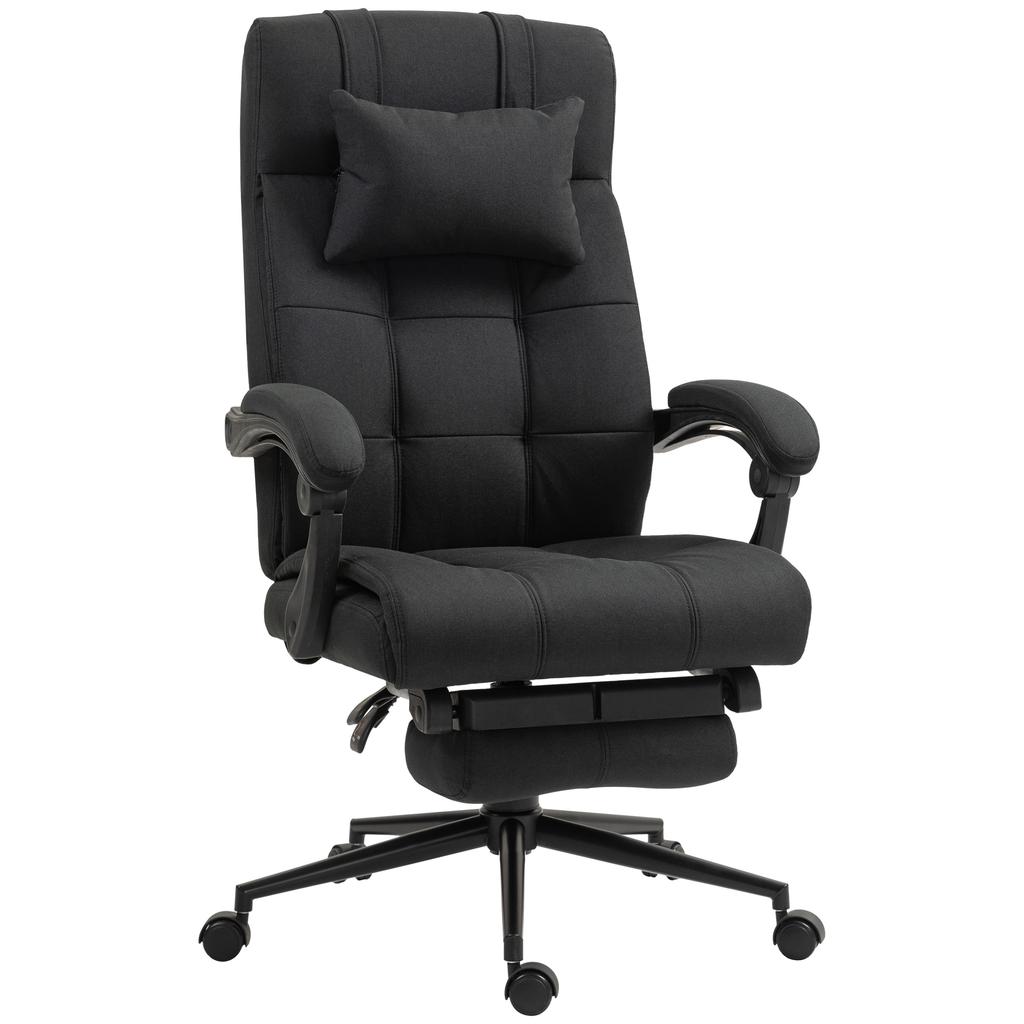 Office Chair with Footrest, Desk Chair, Swivel Chair with Headrest, Black