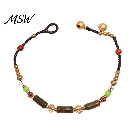 Stackable Layered Bamboo Bracelet Bohemian for Women, Handmade Joint Beaded Boho Style Bangle Bracelet, Ethnic Summer Jewelry Adjustable Slide Buckle