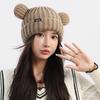 Cute Bear Knitted Wool Hat For Cycling Warm Cartoon Earmuffs Autumn And Winter