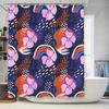 Modern Bath Curtains With Floral Print Waterproof Shower Curtain For Bathroom Decor In Blue Red Pink Colors