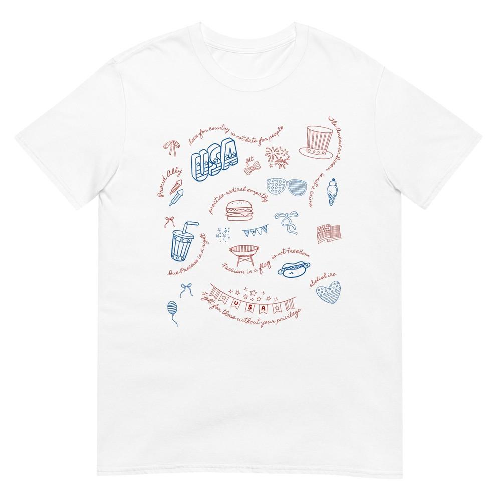 Liberal 4th of July Subtle Message Resist Trump Patriotic T-Shirt L