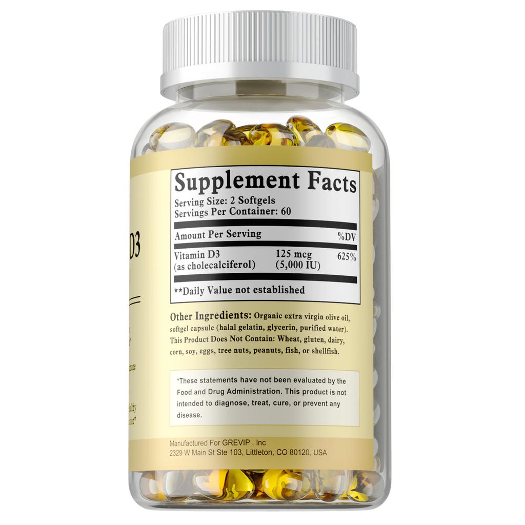 Kapseln mit hohem Gehalt an Vitamin D3, unterstützen die Knochengesundheit, stärken das Immunsystem und sind leicht absorbierbar.