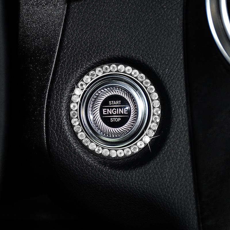 Fashionable Rhinestone Ignition Switch Decorative Ring for Women