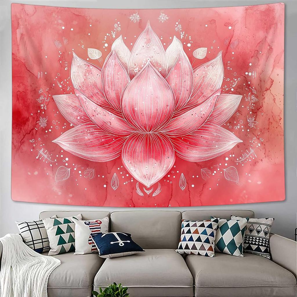 Meditation Yoga Floral Tapestry Lotus Flower Meditation Plant Petal Print Wall Hanging Blanket for Bedroom Hippie Lotus