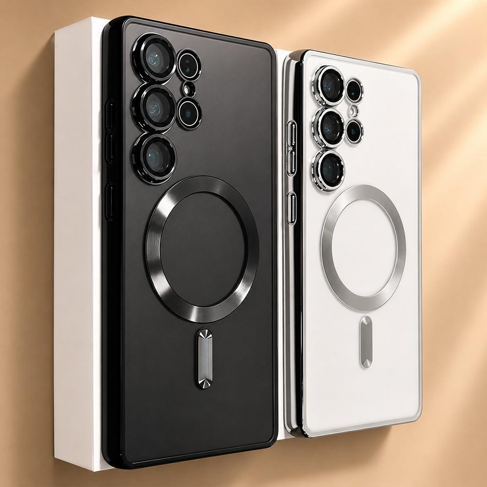 Luxury wireless charge Case for Samsung Galaxy S26 S25 S24 S23 S22 Ultra S26 FE for Magsafe Magnetic Plating Clear Soft Cover