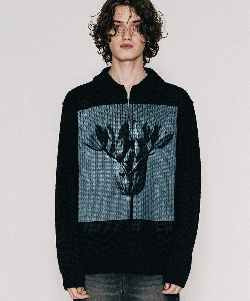VASTIC Digital Print Half Zip Knit_Black