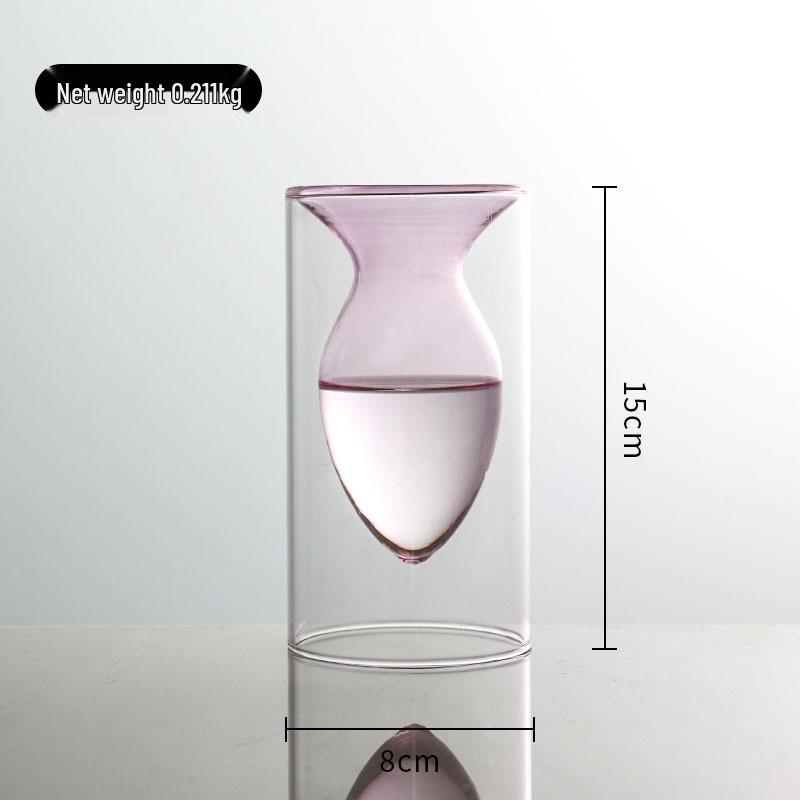 European Glass Rattan Aroma Vase - Double Layer, Colored Glass, Flameless Hydroponic for Living Room