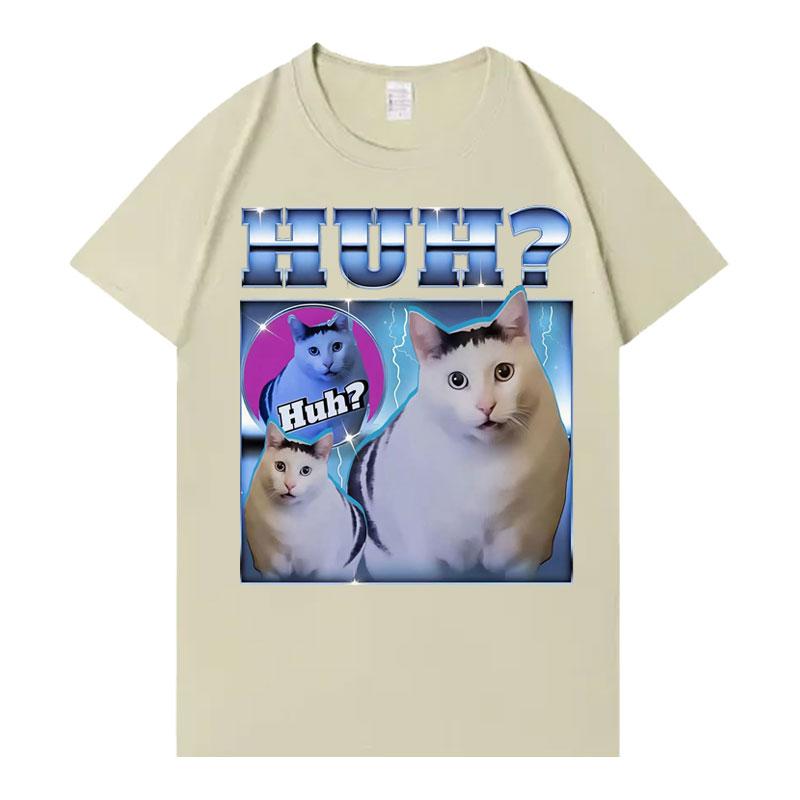 2026 Huh Meme Cat T Shirts Funny UnisexWomen Short SleeveTshirt Trendy Summer Aesthetic ONeck Loose Tops High Quality Tees Shirts