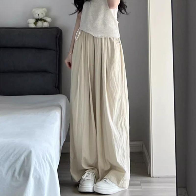 Women s Maternity Drawstring Wide-Leg Cotton Pants - Breathable, Straight-Leg Summer Wear in Black M