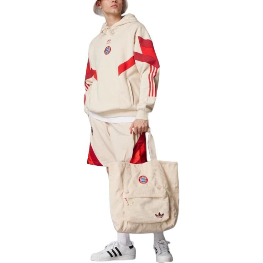 adidas Felpa con cappuccio alla moda ricamata con logo a righe collegiate Originals FC Bayern X Originals FW24 Uomo Felpe Lino IS6513