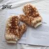 Winter Hat with Collar Millinery Deer Pattern Warm Gloves Dimensional Details Thickened Plush Leg Cuffs