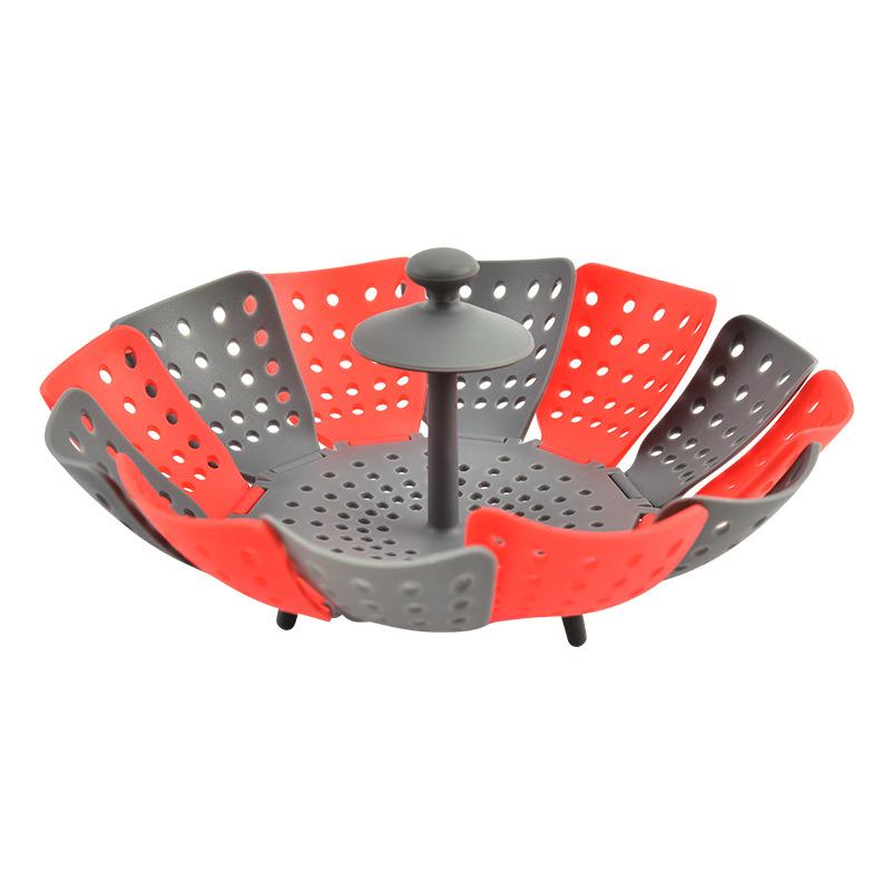 Cookware Plastic Steaming Food Basket Mesh Silicone Faucet Steamer Folding Food Vegetable Vapor Cooker Dish Foldable Steamer