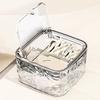 Transparent Desktop Bin Hair Accessories Case Water Ripple Jewelry Organizer with Press Open Lid Storage Box for Dressing Table Office