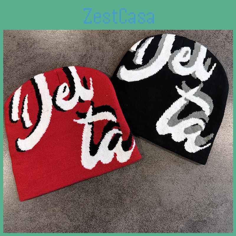 Jacquard Knitted Alphabet Hat Neutral Warm Hat For Street Casual Daily Wear