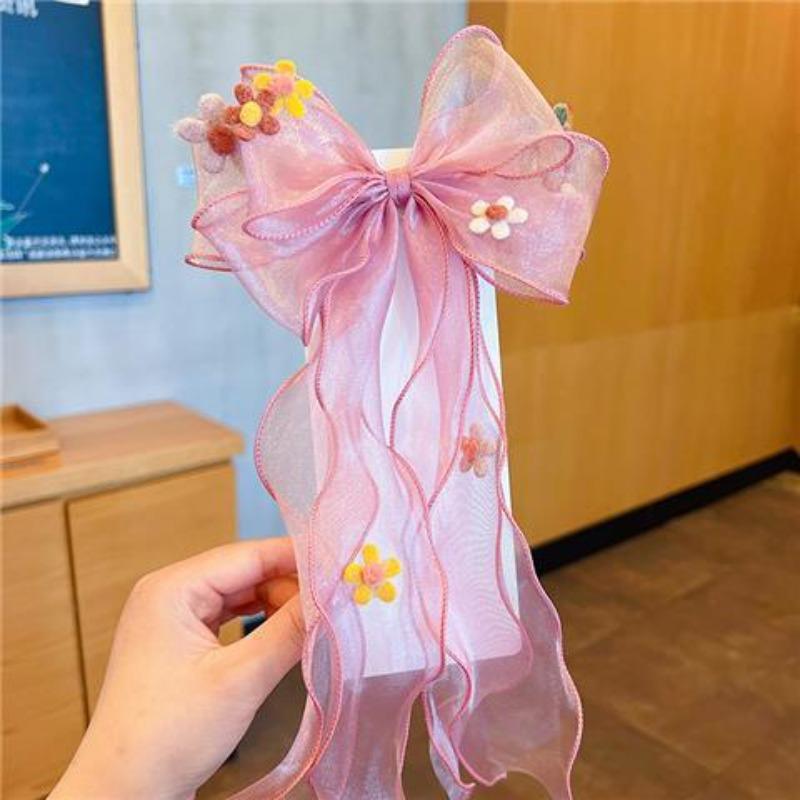 Super Fairy Bow Headwear  Hair Band Girls' Hair Tie  Hair Ribbon  Pearl Tassel  Braid  Hair Clip  Girls' Hair Accessory  Children's Hair Clip