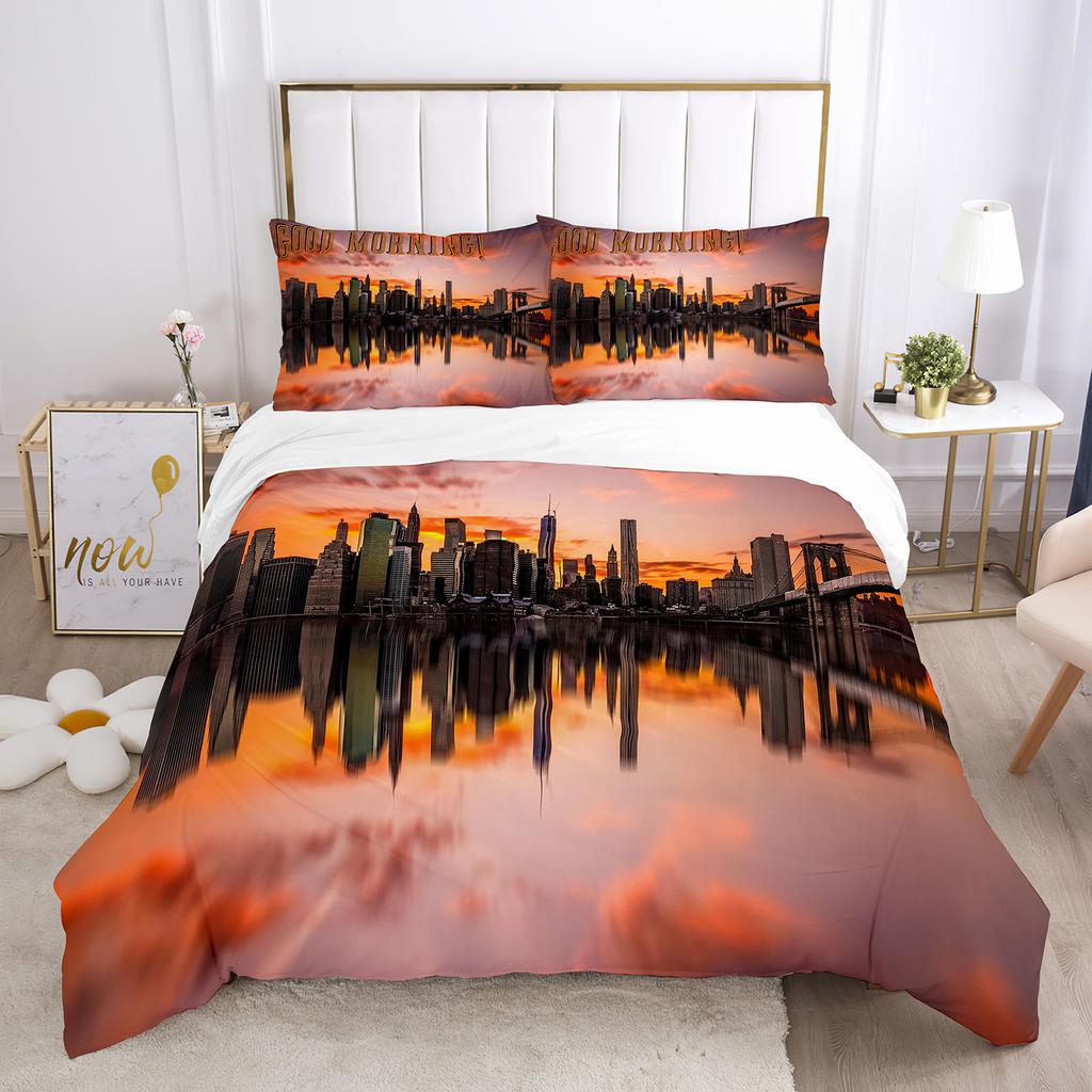 Buon Mattino Set Copripiumino Stampa 3D Pane Caffè Colazione Poliestere Copripiumino King Queen Matrimoniale per Set Letto Adolescenti