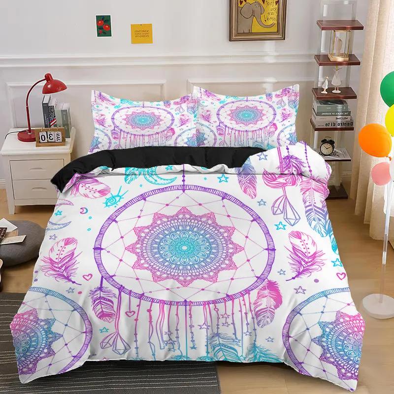 Comforter Dreamcatcher For Teen Girls Adult Bohemian Mandala Feather Print Bedding Set Queen Twin Microfiber Comforter