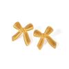 18K Gold Stainless Steel Bow Earrings: Colorfast Striped Studs for Women