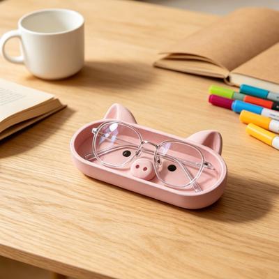 Cute Pig Glasses Storage Box, 3D Printed Eyeglass Holder, Cartoon Sunglasses Display Rack for Desk, Creative Key Storage Small Item Organizer,