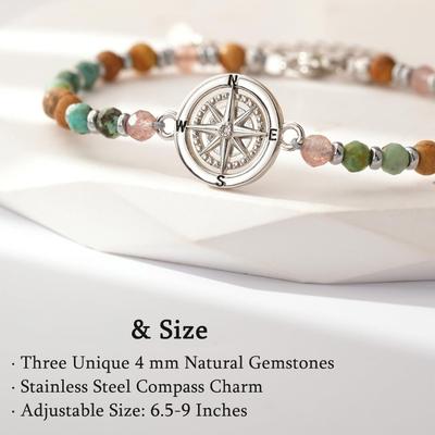 Trendy Navigation Themed Bracelet Silver Tone Stainless Steel Resin Lightweight For Exploration And Casual Outings