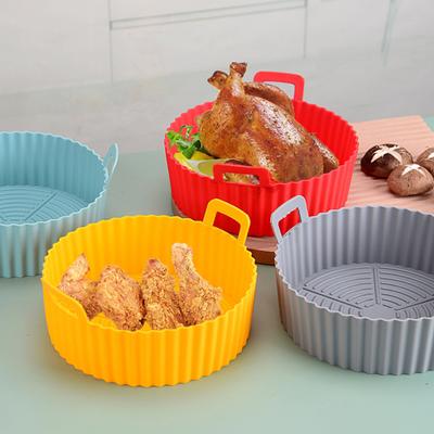 Teglia da forno in silicone Yousheng per friggitrice ad aria, riutilizzabile, con bordo rialzato, doppi manici, antiaderente, resistente al calore, utensili da cucina