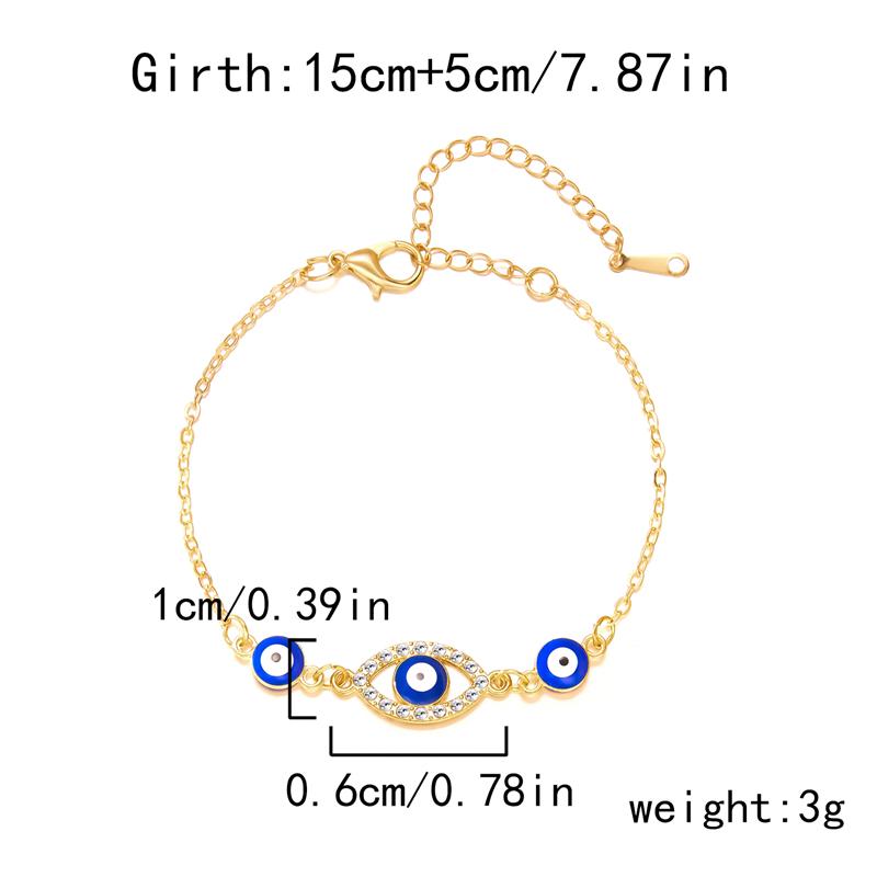 New Fashion Turkish Blue Evil Eye Bracelet For Women Simple Adjustable Lucky Chain Zircon Eye Bracelet Jewelry Birthday Gifts