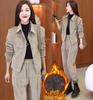 2024 Women's Korean Style Corduroy Two-Piece Suit: Autumn/Winter Fashion with Plush Velvet for Age-Reducing Elegance