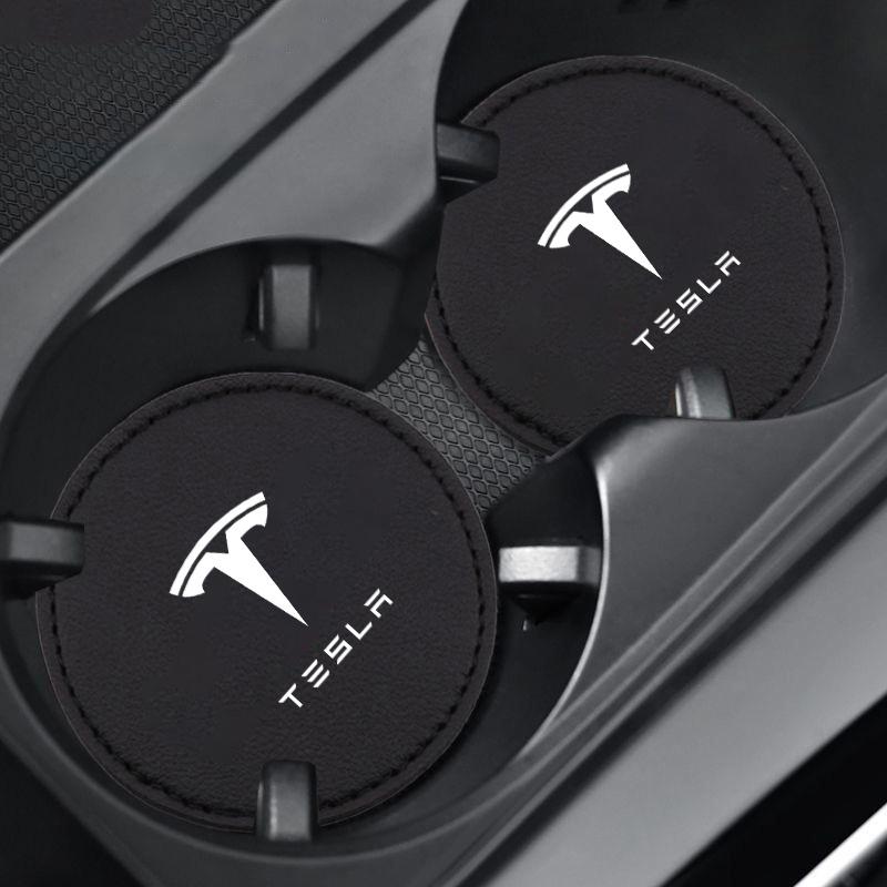Car Anti-Slip Water Cup Pad Cup Slot Coasters Anti-skid Mat Auto Accessories For Tesla Model 3 Model S X Model Y Roadster SpaceX