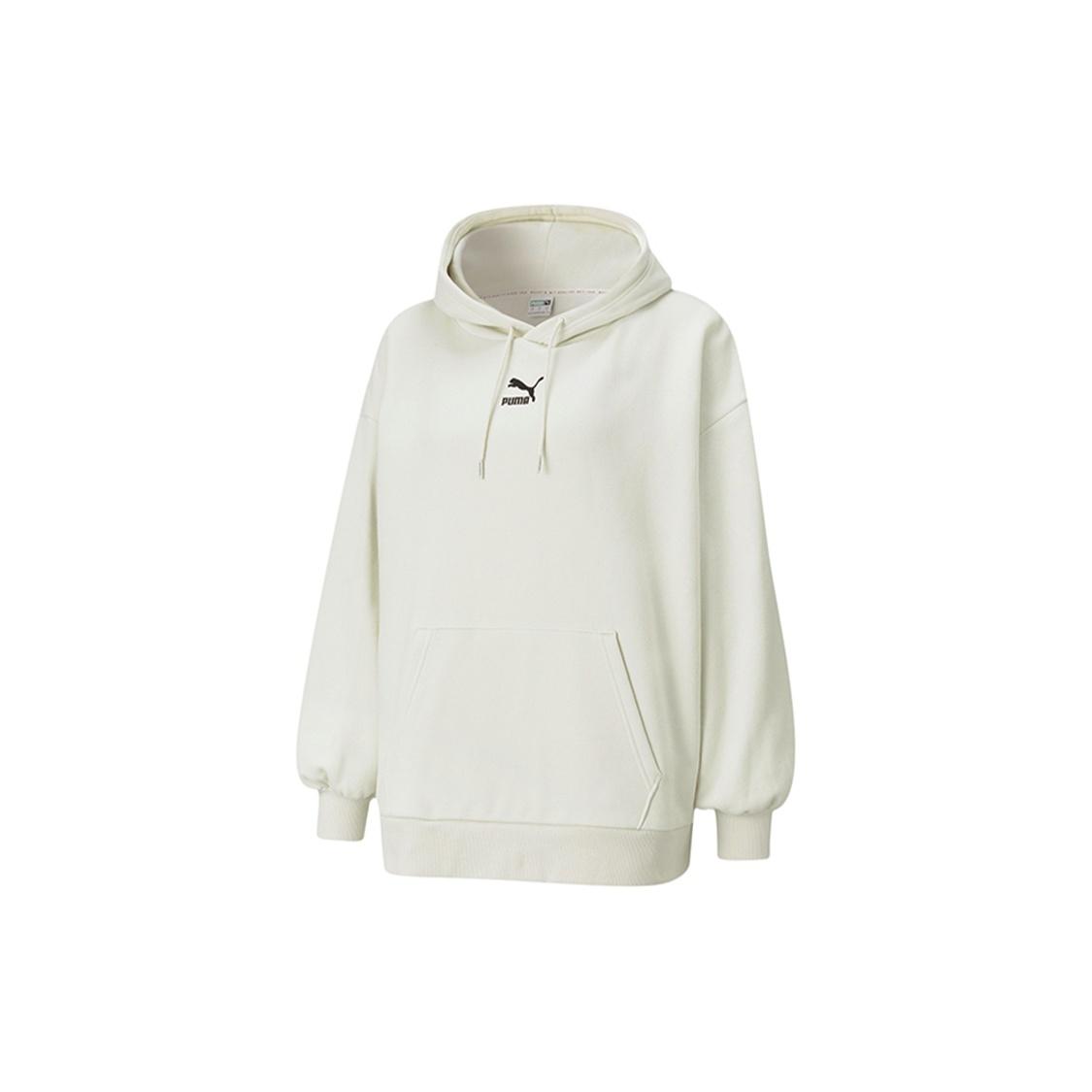 (WMNS) PUMA Classics Oversized logo Printing Plus Fleece Keep Warm Hoodie Grey Women s 530280-05 L