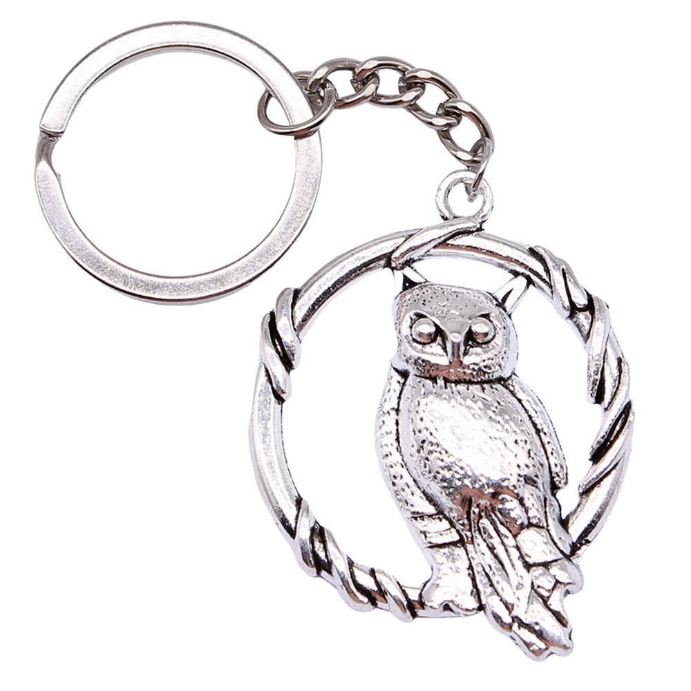Pfauen Emaille Charms Eulen Schlüsselanhänger Vogel Anhänger Schlüsselring 28mm