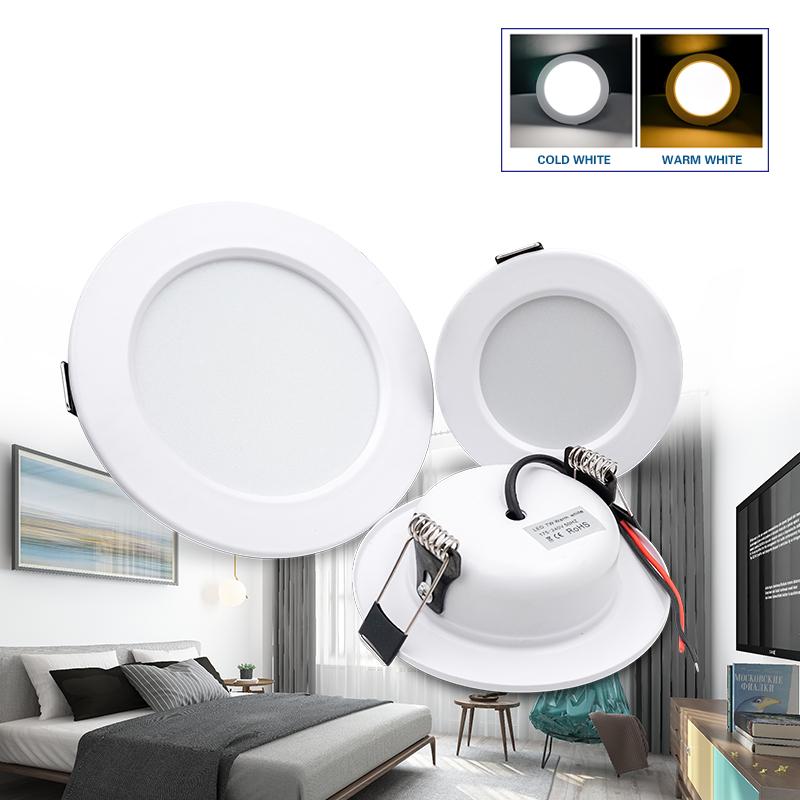 LED Downlight 5W 9W 12W 15W 18W Recessed Spotlight Ceiling Lamp AC110V 220V DC12V 24V Indoor Lighting Warm Cold White