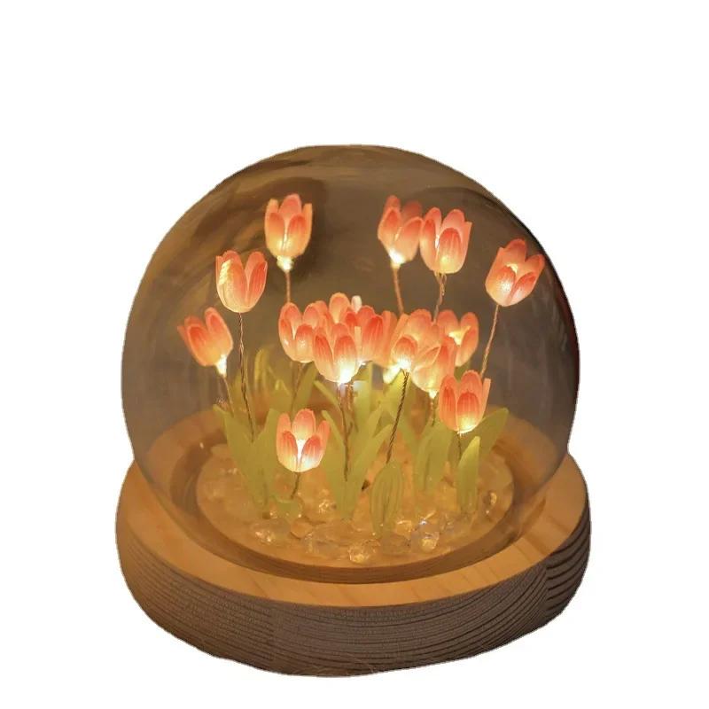 Handmade DIY Material Package Lights Creative Desktop Tulip Fragrance Surround Light Decoration Gift for Girls Home Decor Flower