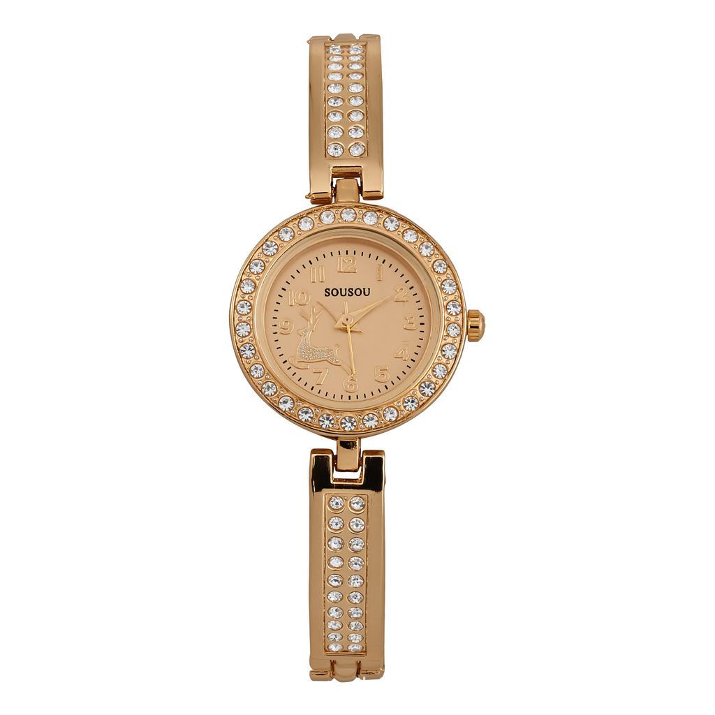 Women Crystal Rhinestone Ladies Dress Wristwatches Bracelet Quartz Watch Clock