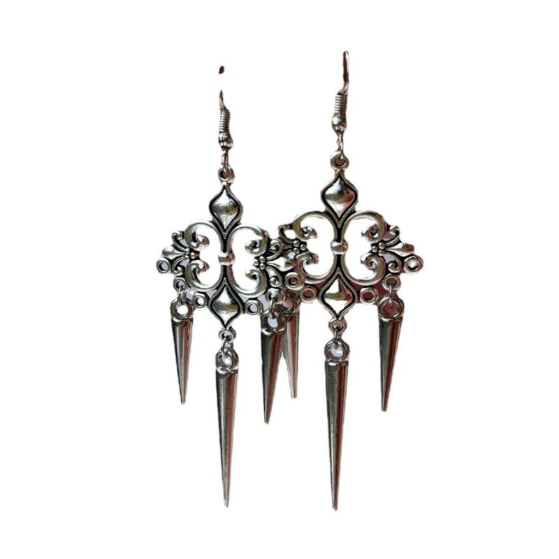 Brincos Góticos Vintage Pendentes Moda Vitoriana Punk Cone Espetado Brincos de Tachas Acessório de Joalheria Gótica para Mulheres