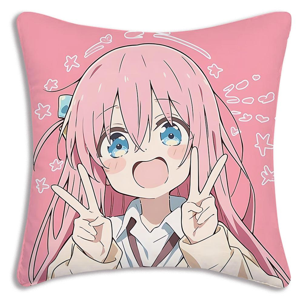 Anime B-Bocchi the Rocks Pillow Covers Cartoon Sofa Decorative Home Double-sided Printing Short Plush Cute Cushion Cover