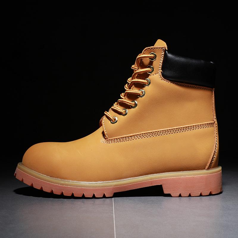 

Мужские желтые зимние ботинки Martin Plus Velvet - средней высоты, высокие, британский стиль, теплый хлопок, большой размер 45