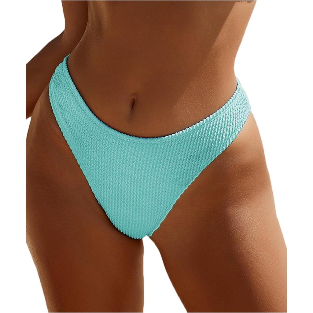 Women's Ribbed  Sexy High-Waisted Bikini Bottoms