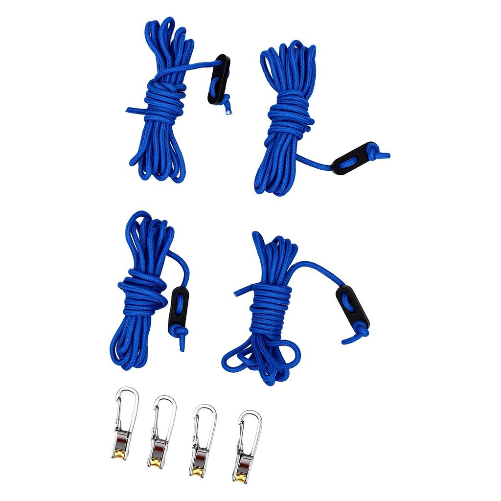 4pcs Rope Tightening Tools Rope Tensioner with Locking Buckle Blue Cord Carry Bag Paracord Adjusters for Outdoor