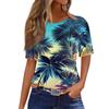 Top Pullover Casual Alla Moda da Donna a Manica Corta Stampato con Girocollo