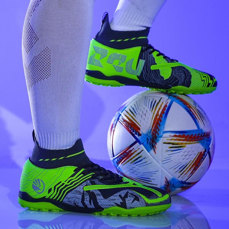 Men's High-top Sock Mouth Football Shoes Youth Sports Shoes Football Training Shoes Art Makeup Lawn Children Football Boots