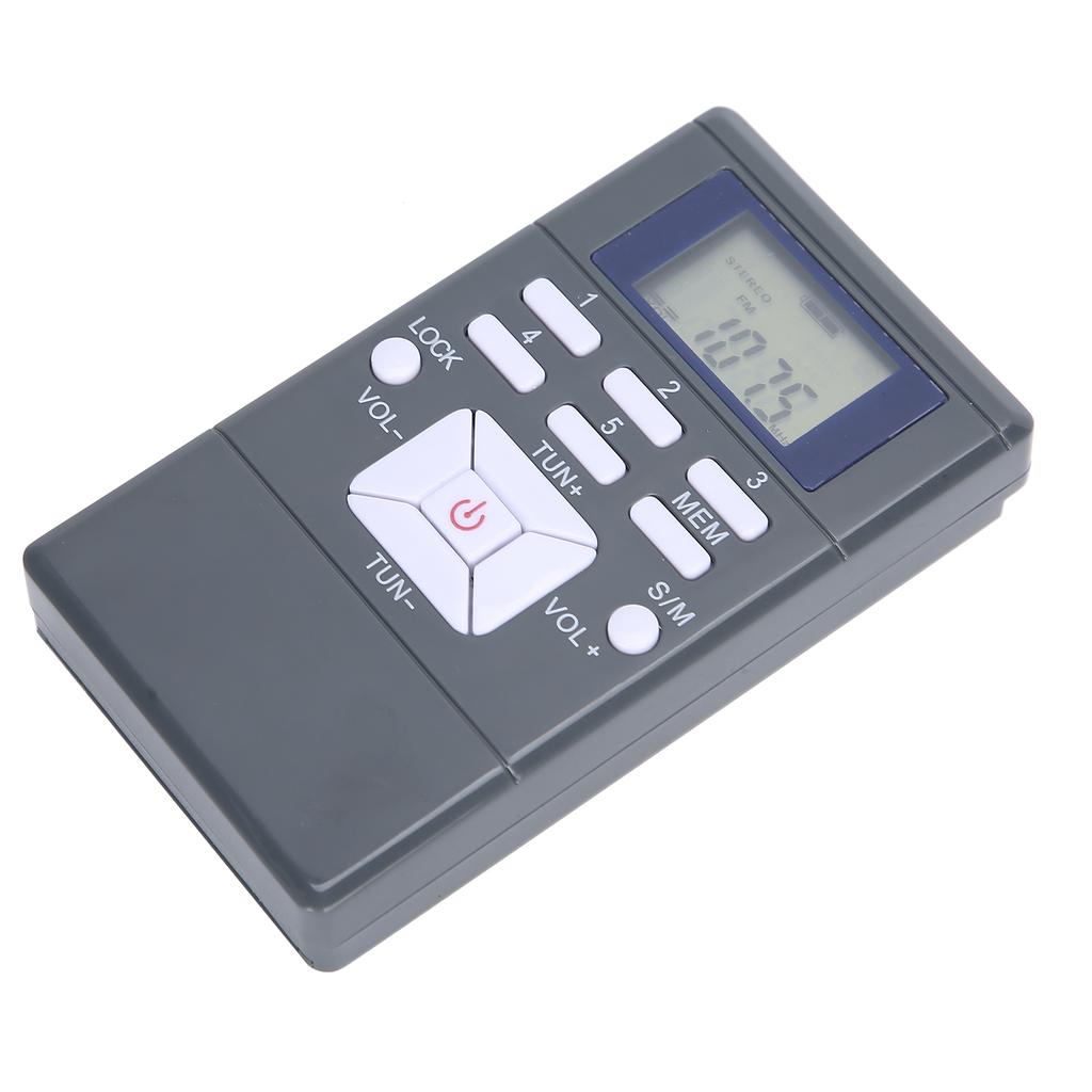 QQT102 Professional Radio Mini Portable FM Stereo Receiver with LCD Display EarphoneDark Gray