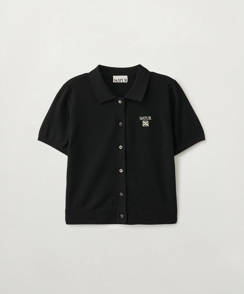 Satur (W) Collar Half Knit Cardigan Black