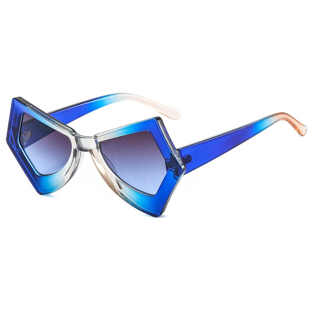 Fashionable Irregular Square Sunglasses Female Male Double Color Gradient Frame Punk Cat Eye Sun Eyewear Sun Eyewear Eyewear UV Protection 400