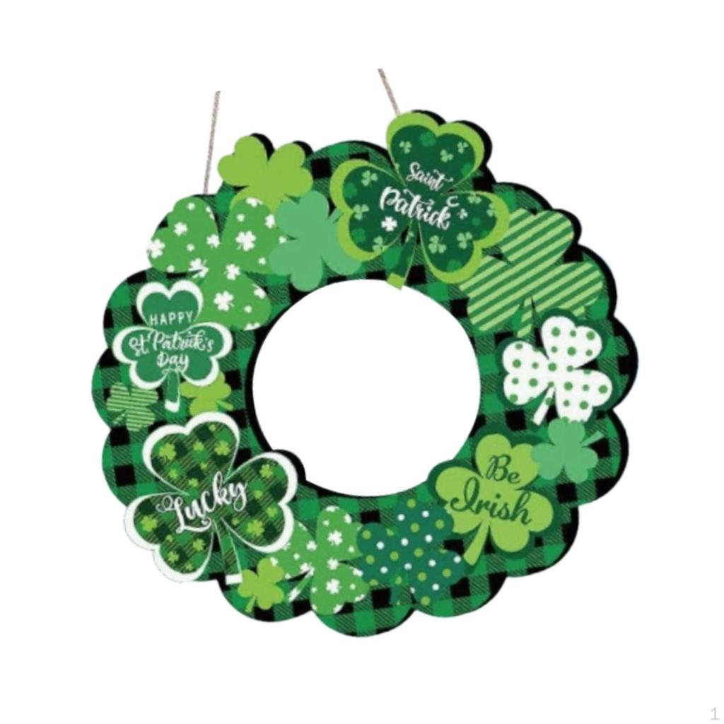 Wooden ST Patrick's Day Wreath Front Door Sign, Holiday Shamrock Festival Celebration