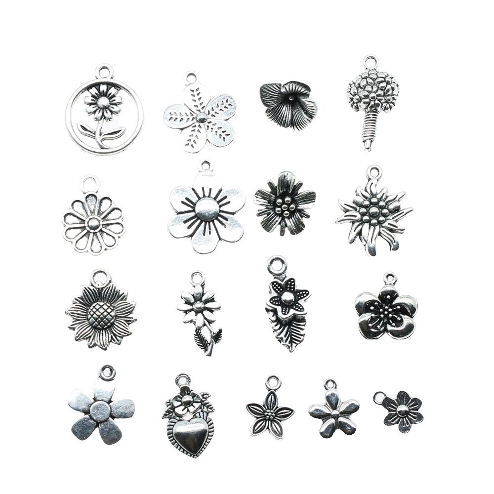 20 Stück Blumenanhänger Antiksilberfarbe Sonnenblumenanhänger Schmuck DIY Gänseblümchen-Anhänger Für Armbandherstellung
