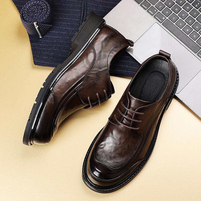 Men Made of Genuine Leather with A Soft Sole and A Top Layer of Cowhide Trendy Brand High-end Wear-resistant Anti Slip Business Leather Shoes