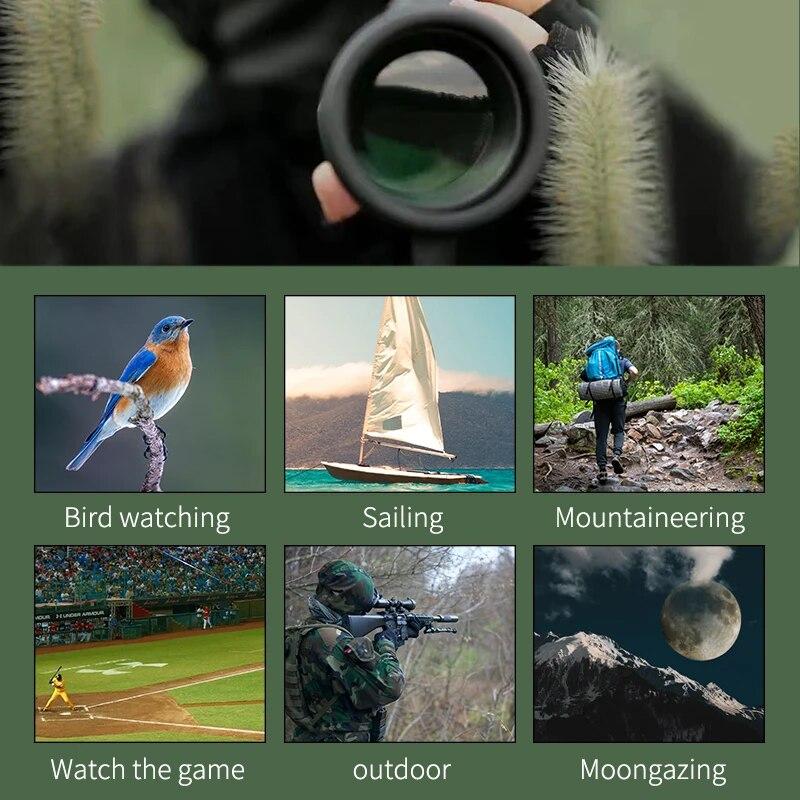 Monokular-Teleskop, militärischer Zoom, leistungsstarkes HD-Fernglas, große Reichweite, tragbar, professionelle Nachtsicht für Outdoor-Aktivitäten, Vogelbeobachtung, Wandern, Konzentrieren