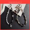 Brand Mobile Phone Lanyard With Alloy Cat And Fish Charm And Double Sided Zirconia Beads For Stylish Gift