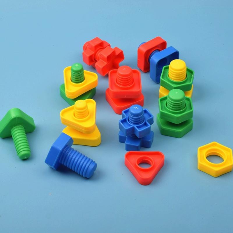 4PCS Matching Screw Random Mix Color DIY Plastic Nuts And Bolts Interactive Color Shape Cognition Montessori Educational Toy ZYF