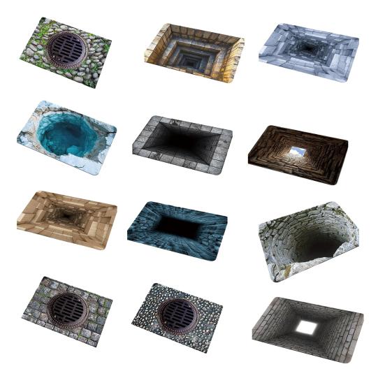 3D Optical Illusion Floor Mat Non-Slip Vision Rug Realistic 3D Carpet for Living Room Bedroom Bathroom Hallway Easy Care Decorative Rug